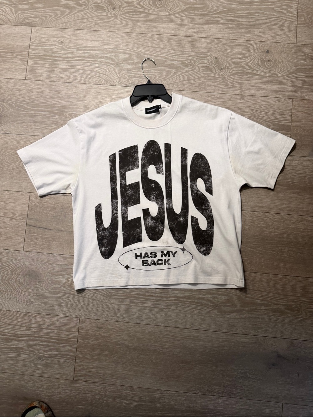 White Graphic Short Sleeve Tee with 'JESUS' Print